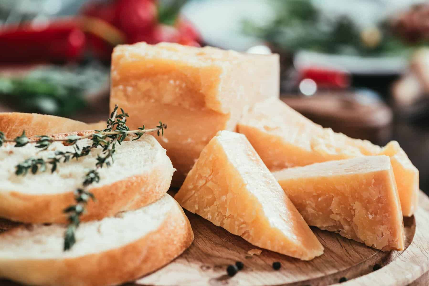 Sliced bread and delicious parmesan cheese