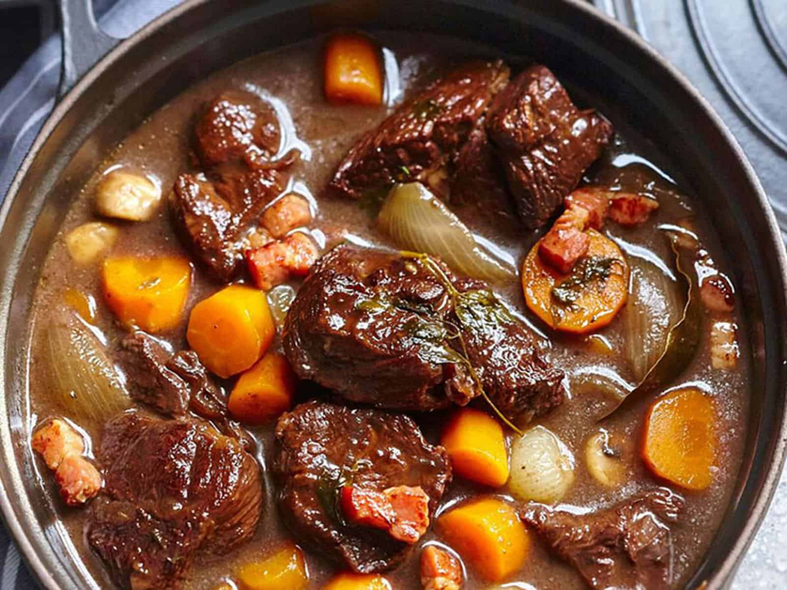 Boeuf Bourguignon, pour in 1/2 bottle of Bourgogne and enjoy the rest