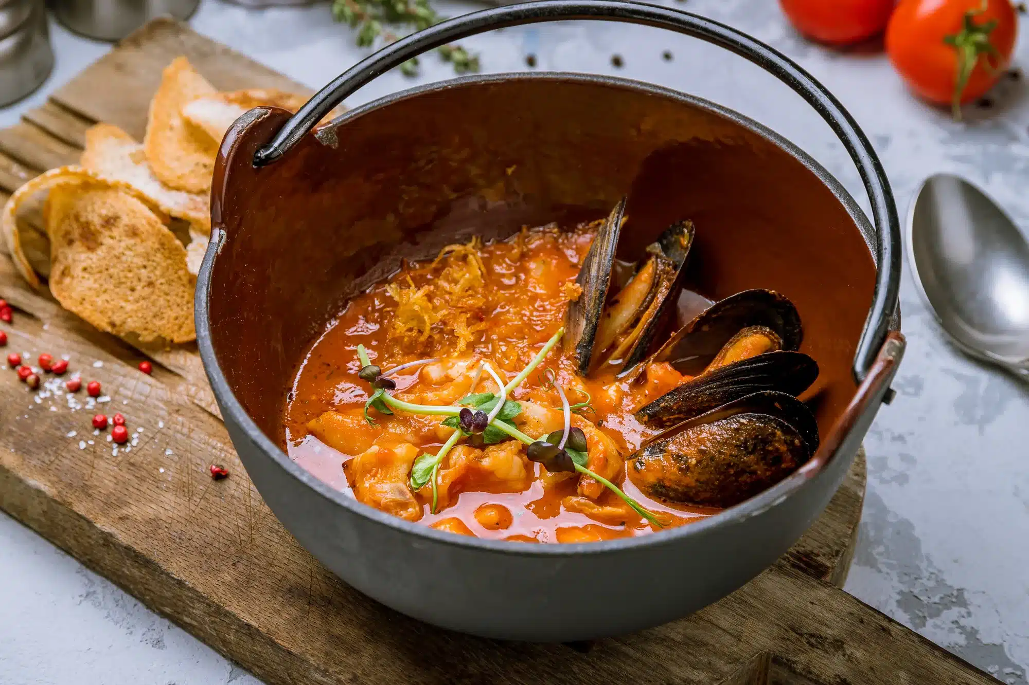 Bouillabaisse with seafood