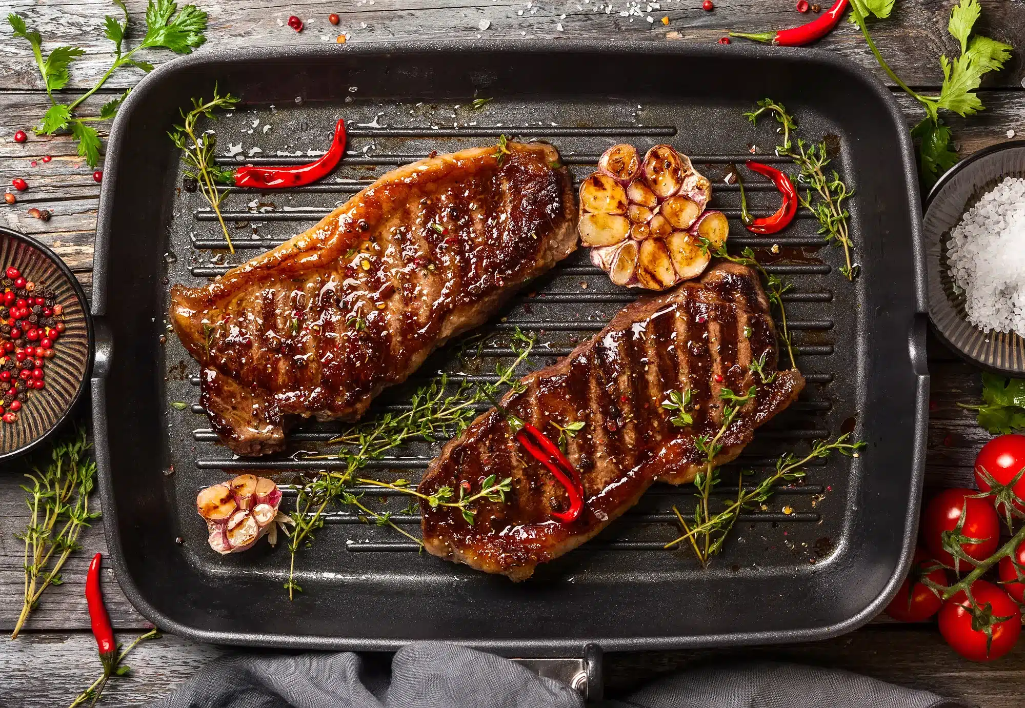 Grilled New York strip steak with spices
