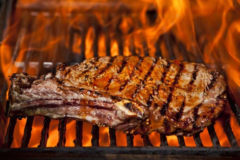 Sirloin steak on a grill