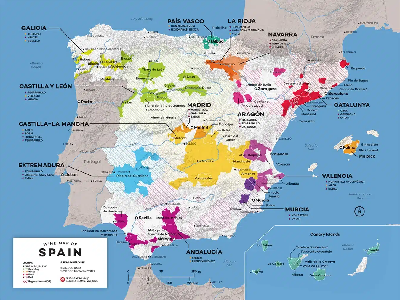 Spanien og alle vin regionerne