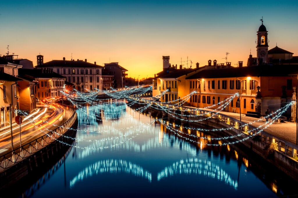 Christmas lights at Navigli Milano Italy